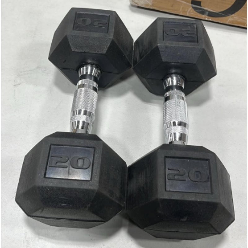 20 LB CAP Rubber Coated Dumbbell Weights, Free Weights for Home Gym Strength Training