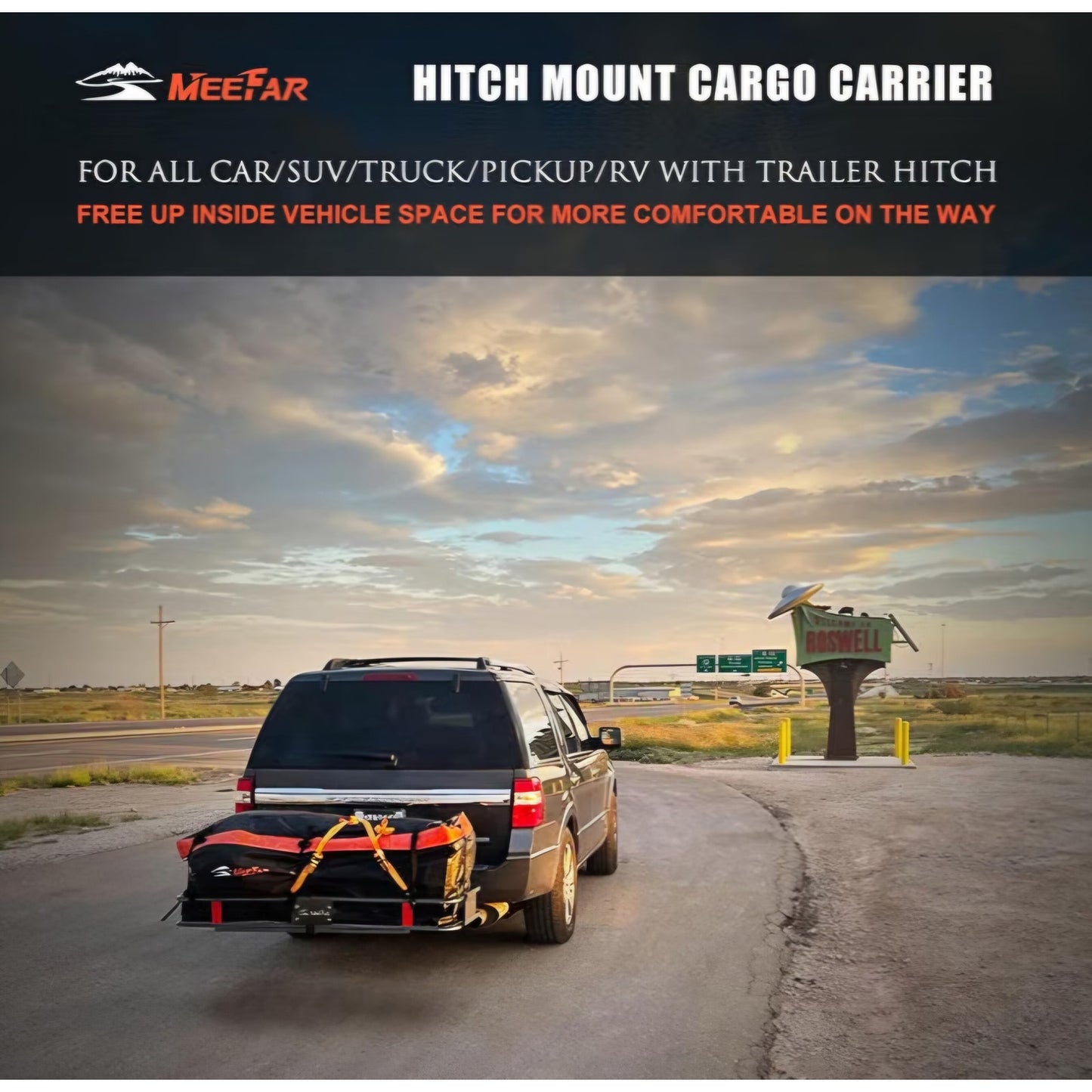 Hitch Mount Cargo Carrier Rack Basket 60"*20"*6"+Waterproof Bag 16 Cu.Ft.
