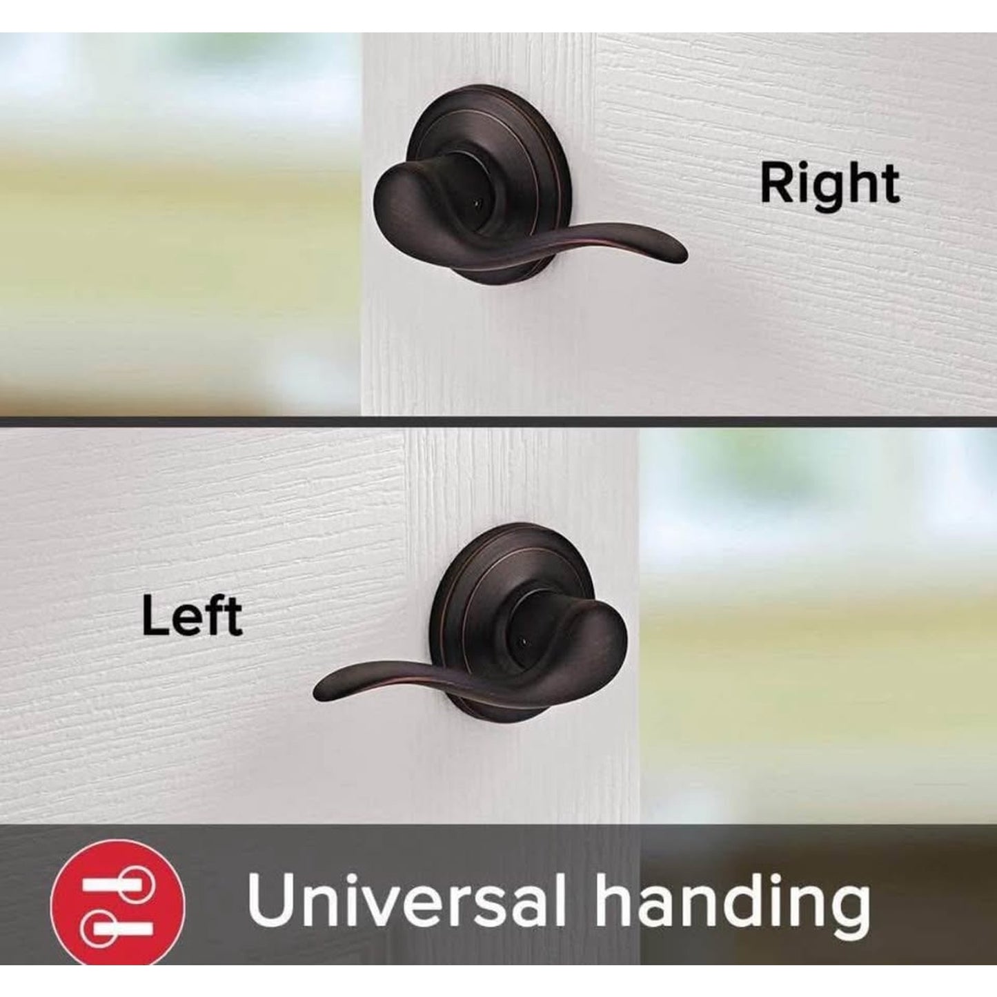 Kwikset Prescott Front Door Handle No Lock, Entry Handleset Exterior with Interior Reversible Handed