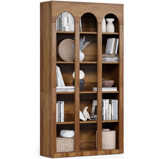 LITTLE TREE 5-Tier Bookshelf, 70.8-in Tall Bookcase with Open Shelves, Wooden Display Bookshelves