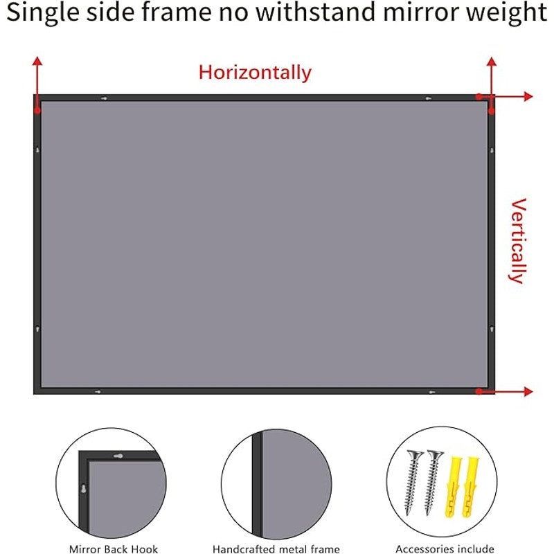 Black Bathroom Mirror for Wall,36x40 Inch Rectangle Mirror with Metal Frame, Horizontal or Vertical