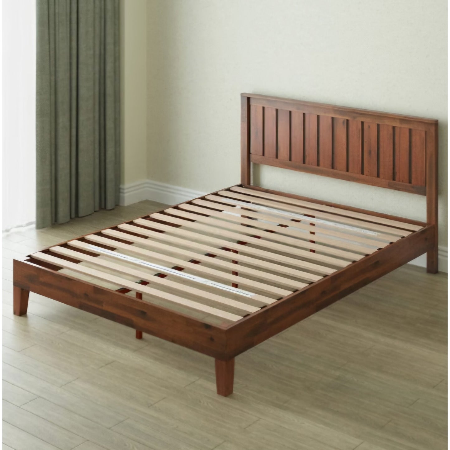 King Zinus Vivek Deluxe Wood Platform Bed Frame with Headboard, Slatted Headboard Wood Slat Support