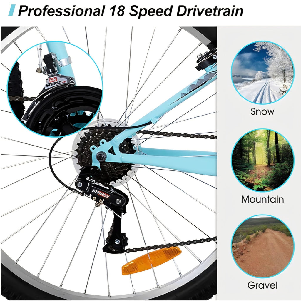 26 Inch Womens and Mens Mountain Bike, 18 Speed Steel Frame Adult Bicycle