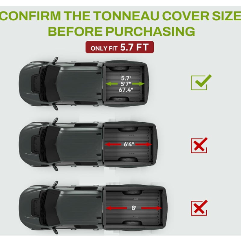 AUTOSAVER88 Hard Quad-Fold Tonneau Cover for 2009-2026 Dodge Ram 1500 5.7ft