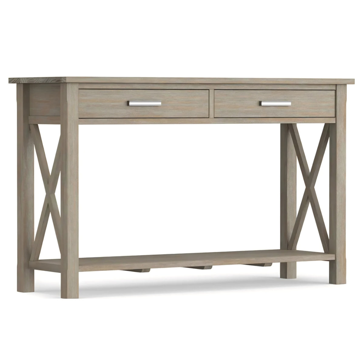 Kitchener Console Table - 47 Inch Wide Solid Wood Sofa Table in Distressed Grey