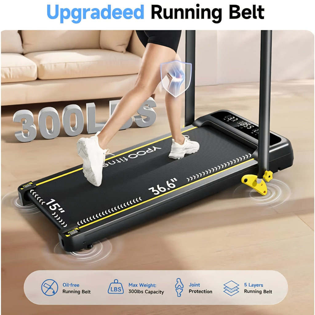 Foldable Treadmill with Incline, Walking Pad with Handle Bar 3 Level Incline, Portable Folding