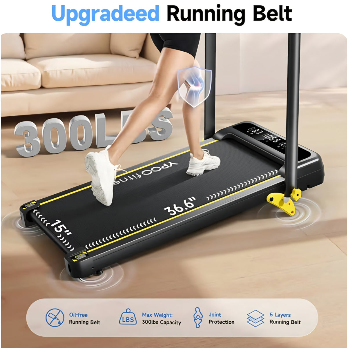 Foldable Treadmill with Incline, Walking Pad with Handle Bar 3 Level Incline, Portable Folding