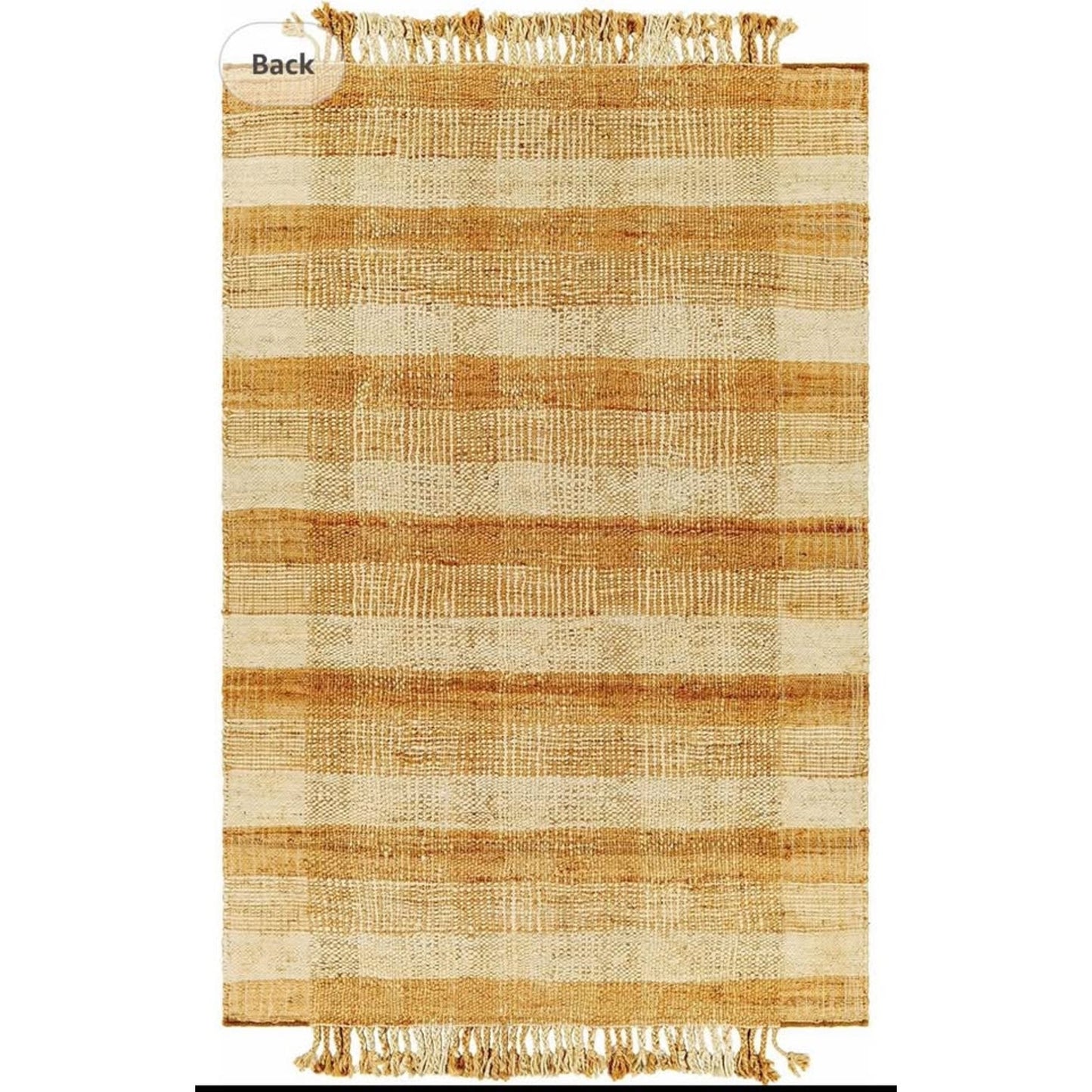 Alara Jute Plaid Area with Tassel Runner Rug - Peach, Tan