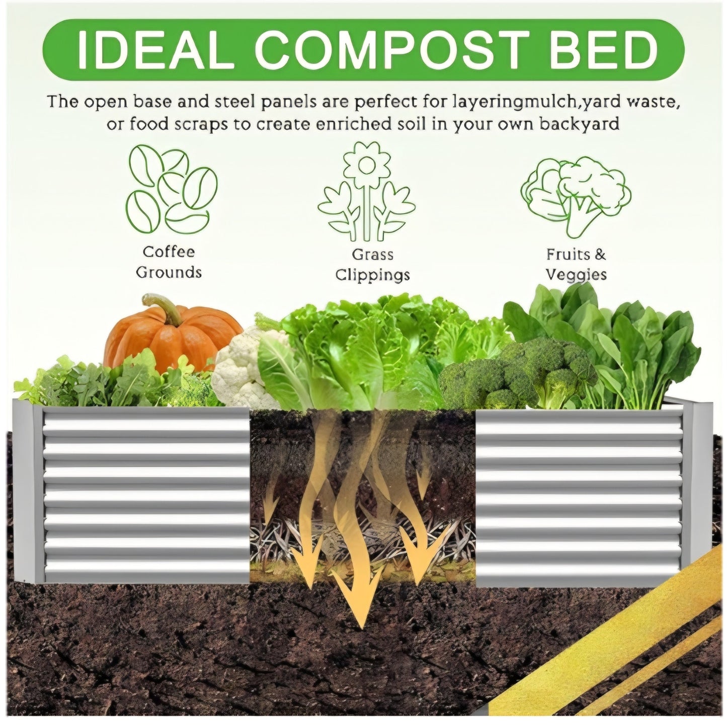 BTDVR 3 Pcs 8×4ft Galvanized Raised Garden Bed Outdoor, Metal Raised Beds for Vegetables,