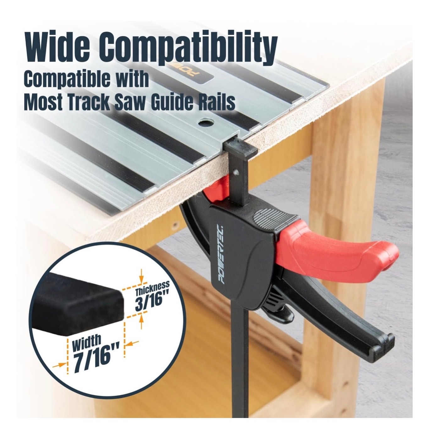 POWERTEC 110" Track Saw Guide Rail Connector Set with Protective Bag for DeWalt Track Saws | Includes 2x55" Aluminum Extruded Guide Rails