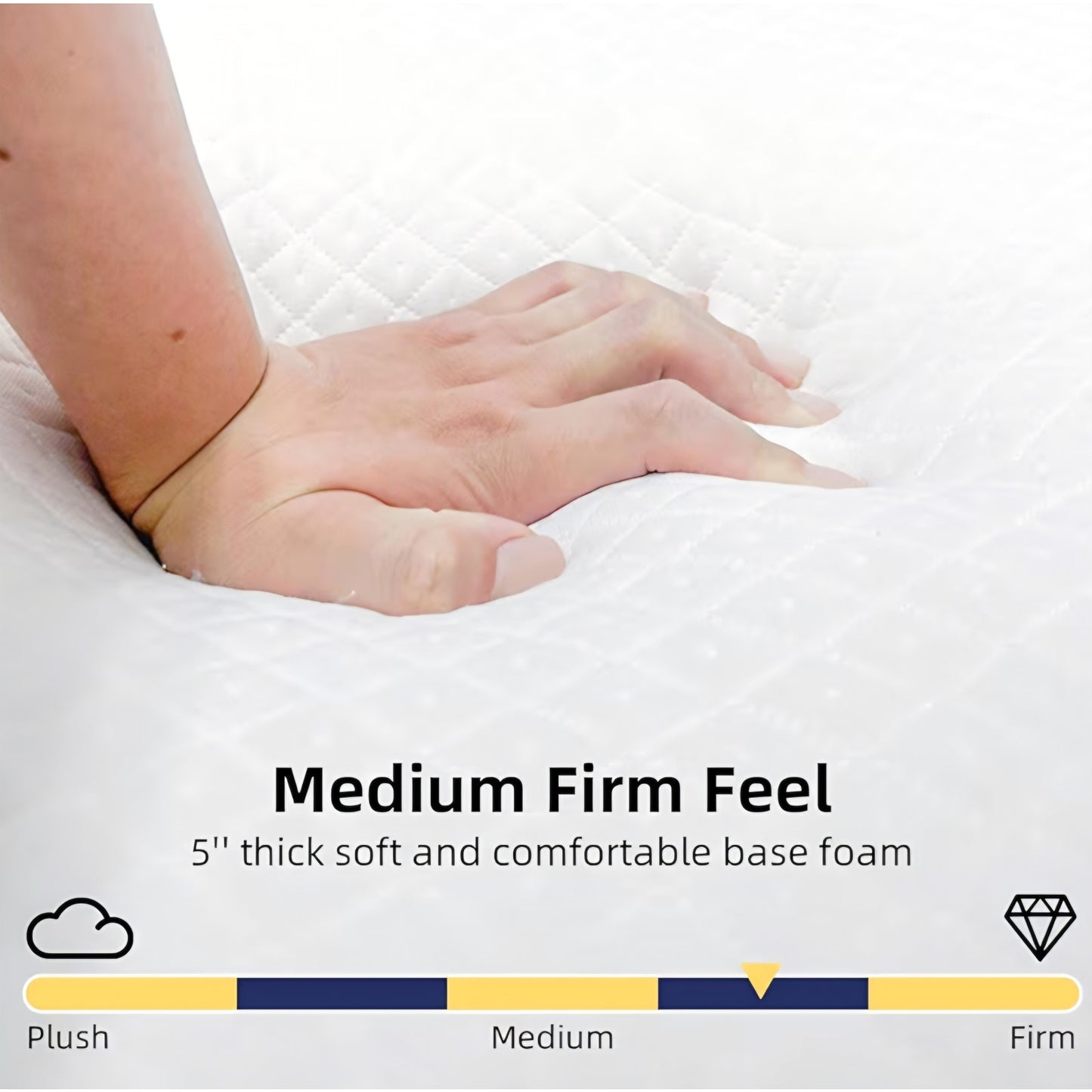 Folding Bed with Mattress, Portable Rollaway Bed for Adults - Foldable Cot Size Bed Frame with 5"