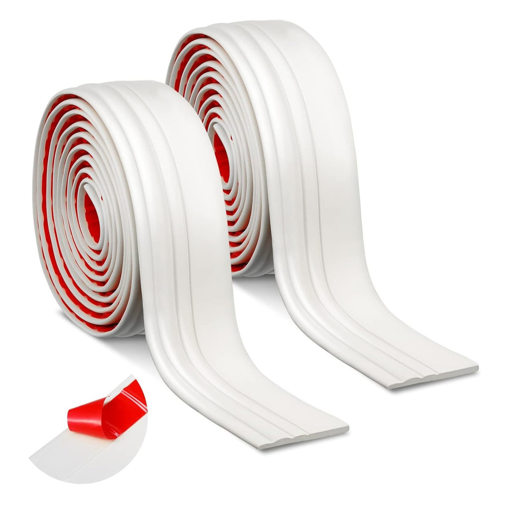 Sasylvia 2 Pcs Flexible Baseboard Molding Trim 4 Inch x 16 Feet Self Adhesive Vinyl Wall Base Peel