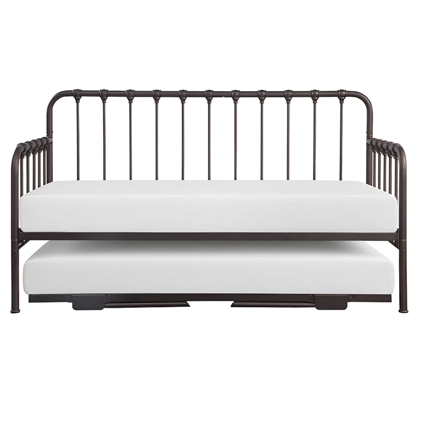 Twin bed Metal Daybed with Trundle Mattress Foundation with Steel Slat Support, Easy Assembly