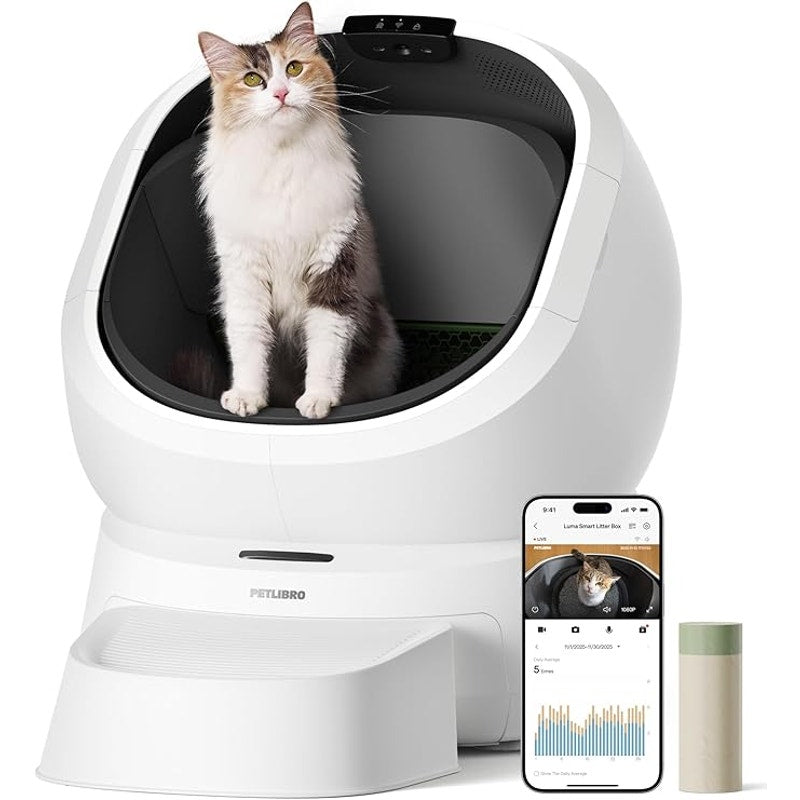 PETLIBRO Luma Automatic Cat Litter Box AI-Camera Waste Analysis, Smart App Usage Tracking, White