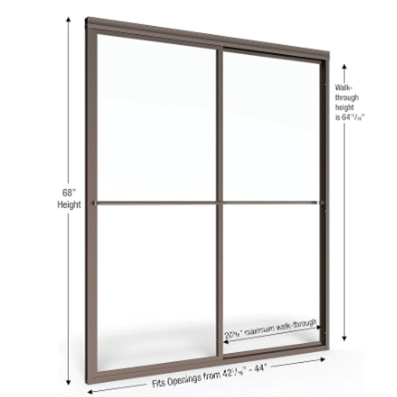 Basco Deluxe Framed Sliding Shower Door, Fits 42-44 inch opening, Rain Glass