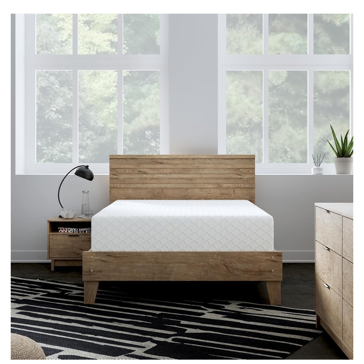 Ashley Full Size Chime 12 Inch Medium Firm Memory Foam Mattress with Green Tea