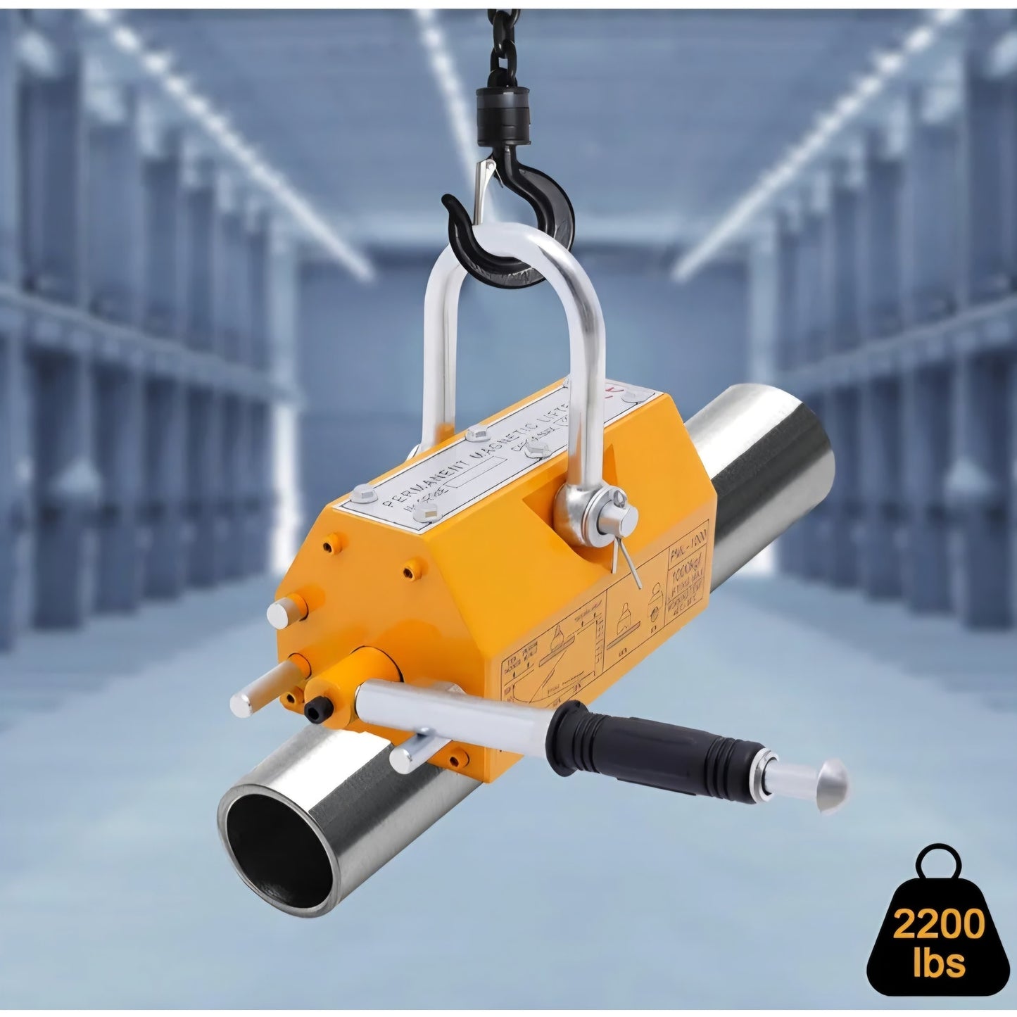 Magnetic Lifter, 2200lbs/1000kg Pulling Capacity, Steel, Neodymium, Lifting Magnet with Release,