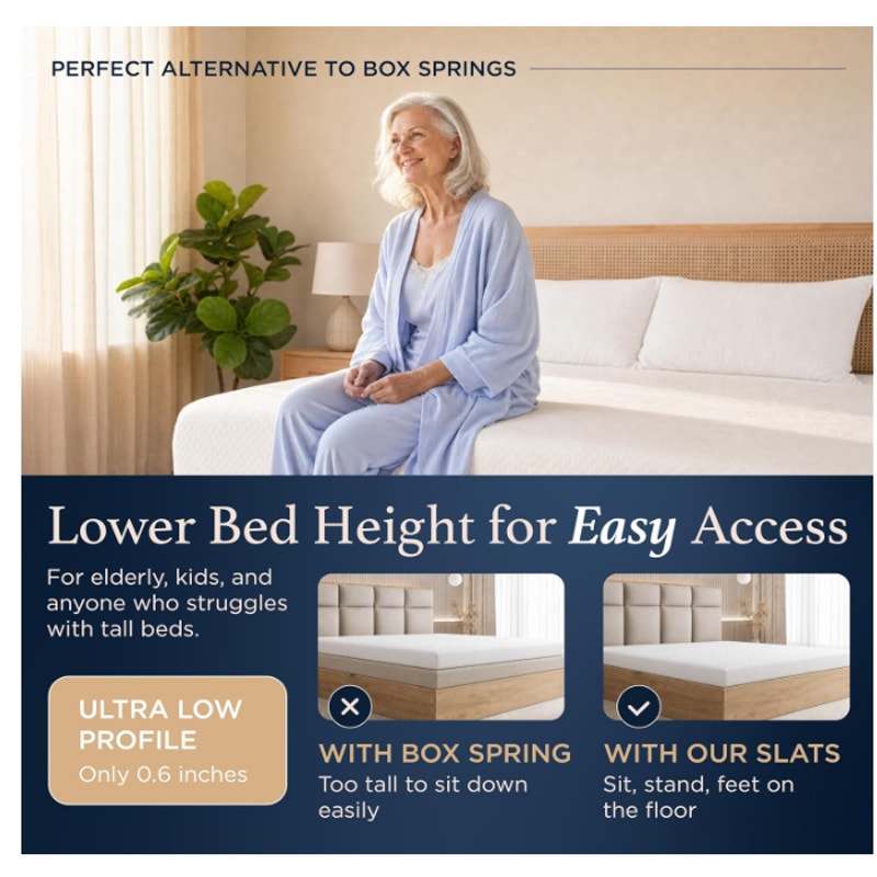 King Size Heavy-Duty (76x80) King Bed Slats to Prevent Sagging Under 2.5" Spacing Wooden Bed Slats