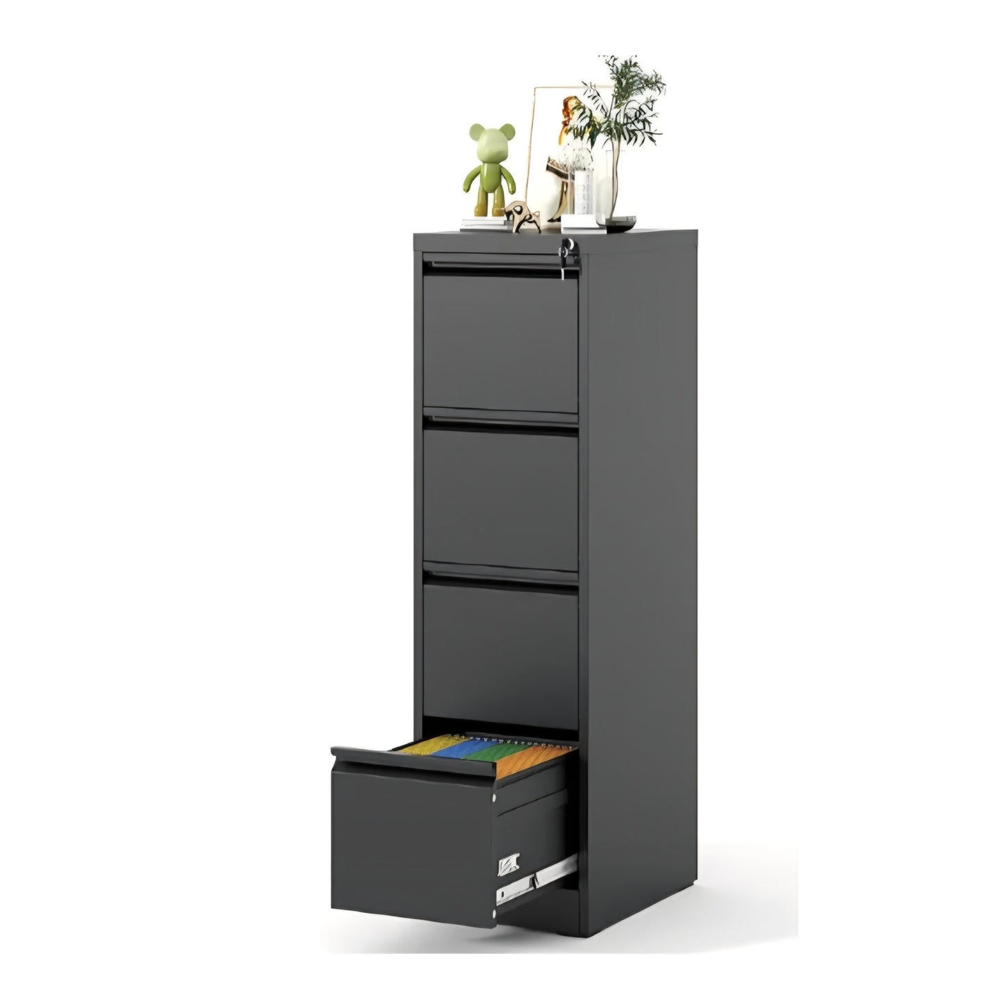 File Cabinet 4 Drawer with Lock, Vertical Filing Cabinets for Home Office, Metal Steel Storage Cabi
