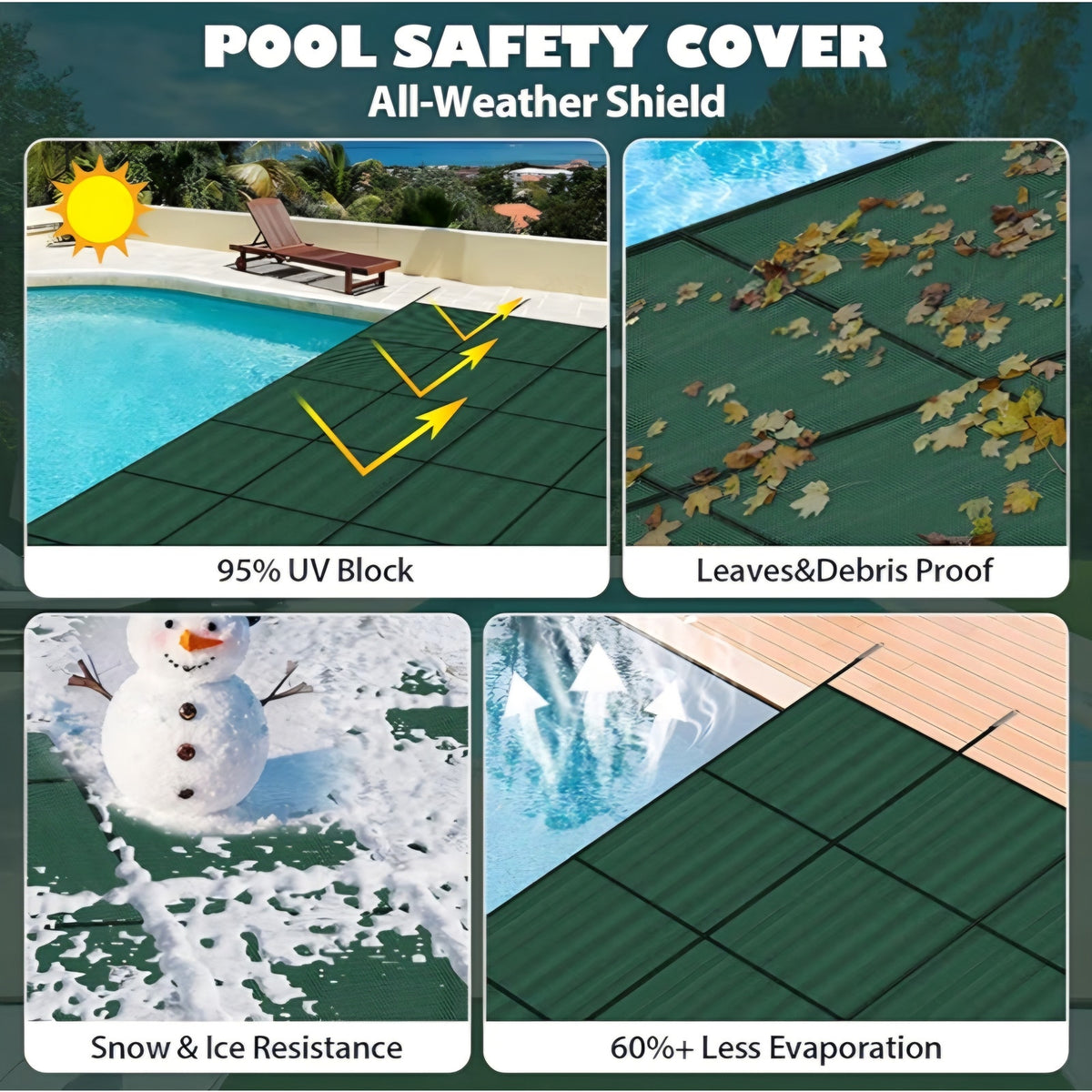 Pool Safety Cover for Inground Pools, Heavy-Duty Winter Pool Cover