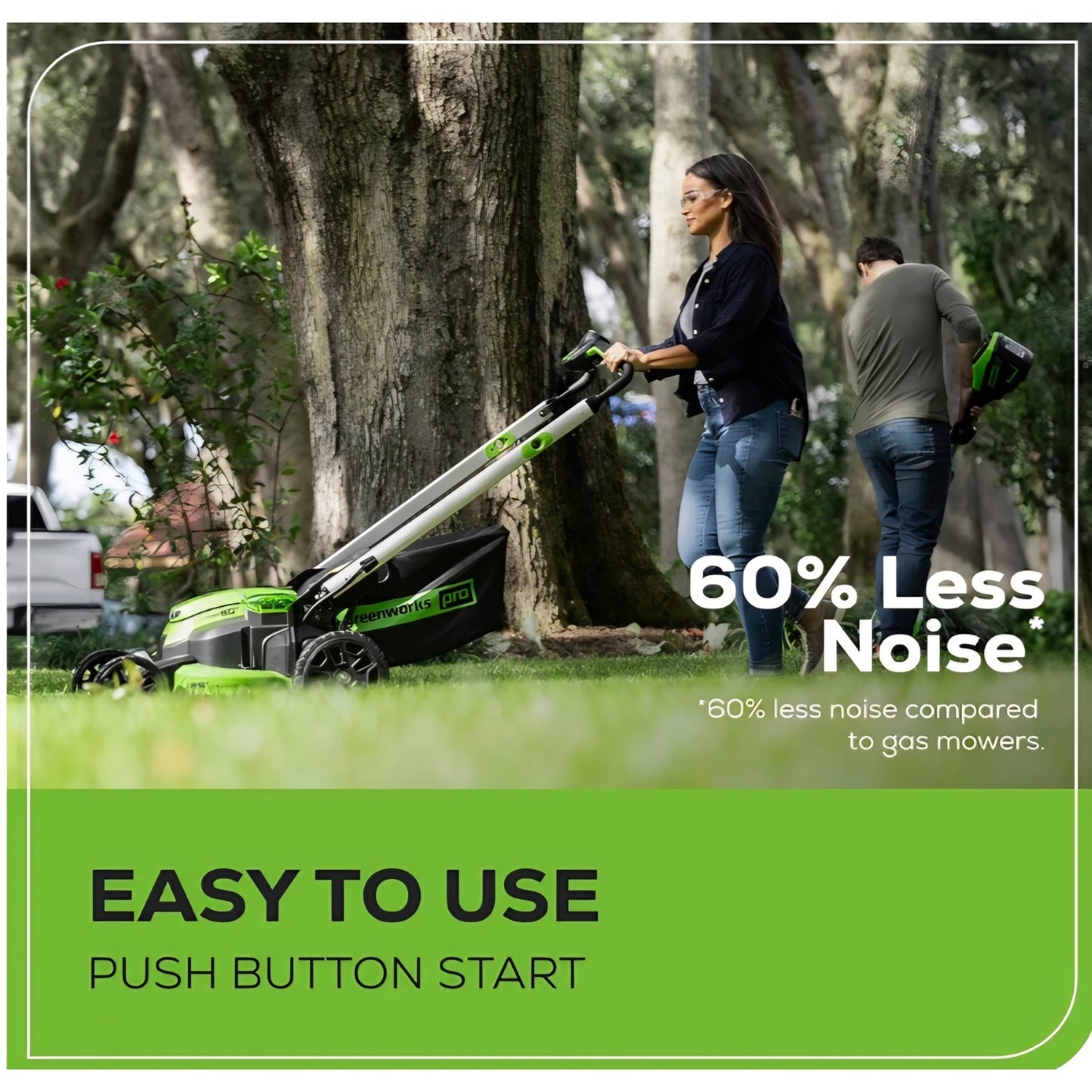 Greenworks 60V 25” Cordless (Self-Propelled) Lawn Mower (LED Lights + Aluminum Handles),