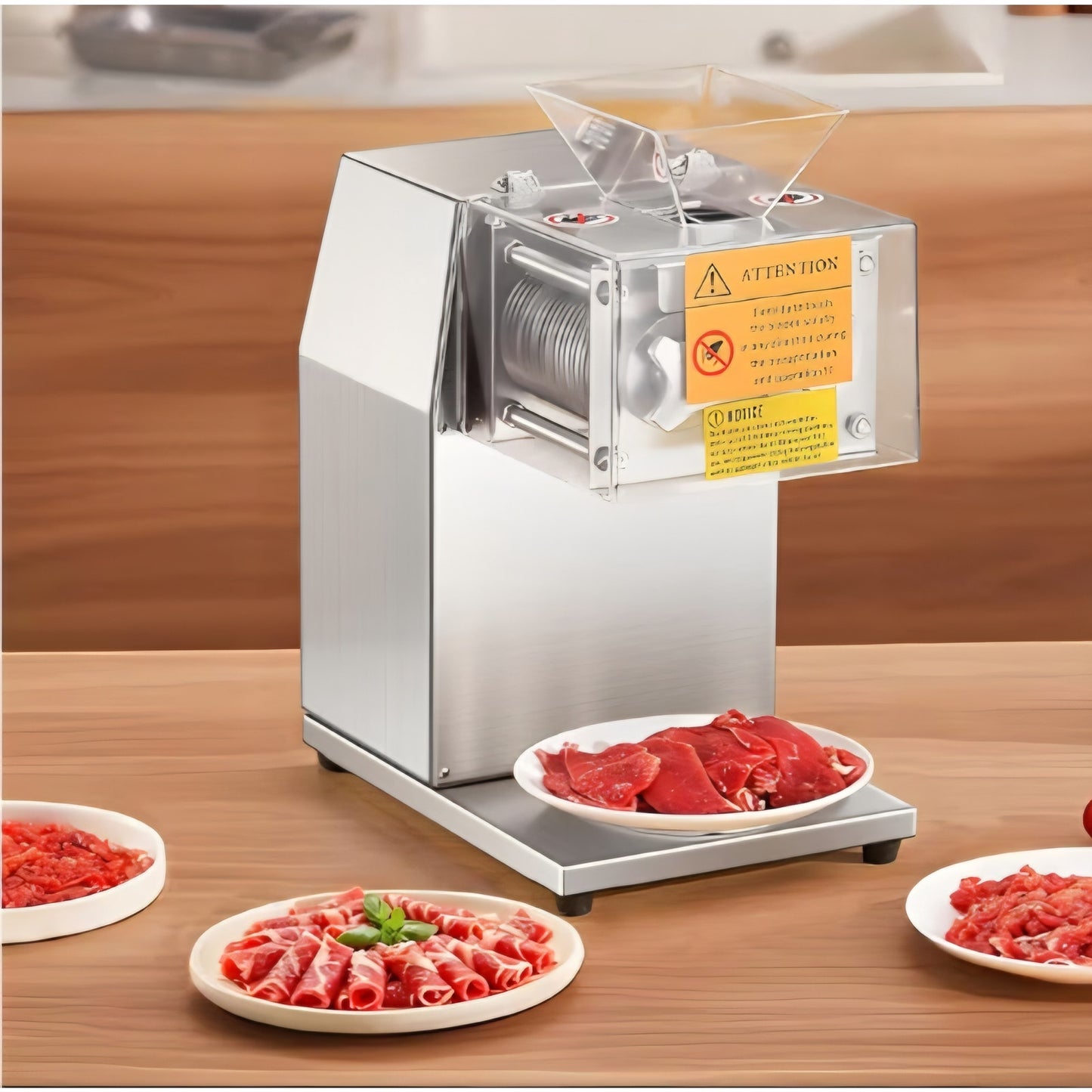 850W Meat Slicer, Commercial Meat Cutting Machine, Stainless Steel, 5 mm Thickness, Detachable