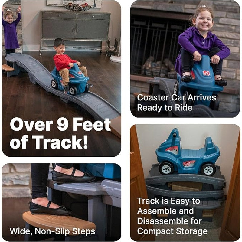 Step2 Up & Down Roller Coaster Kids Ride On Toy, Push Car,  for Toddlers 2-5 Years Old, Gray & Blue