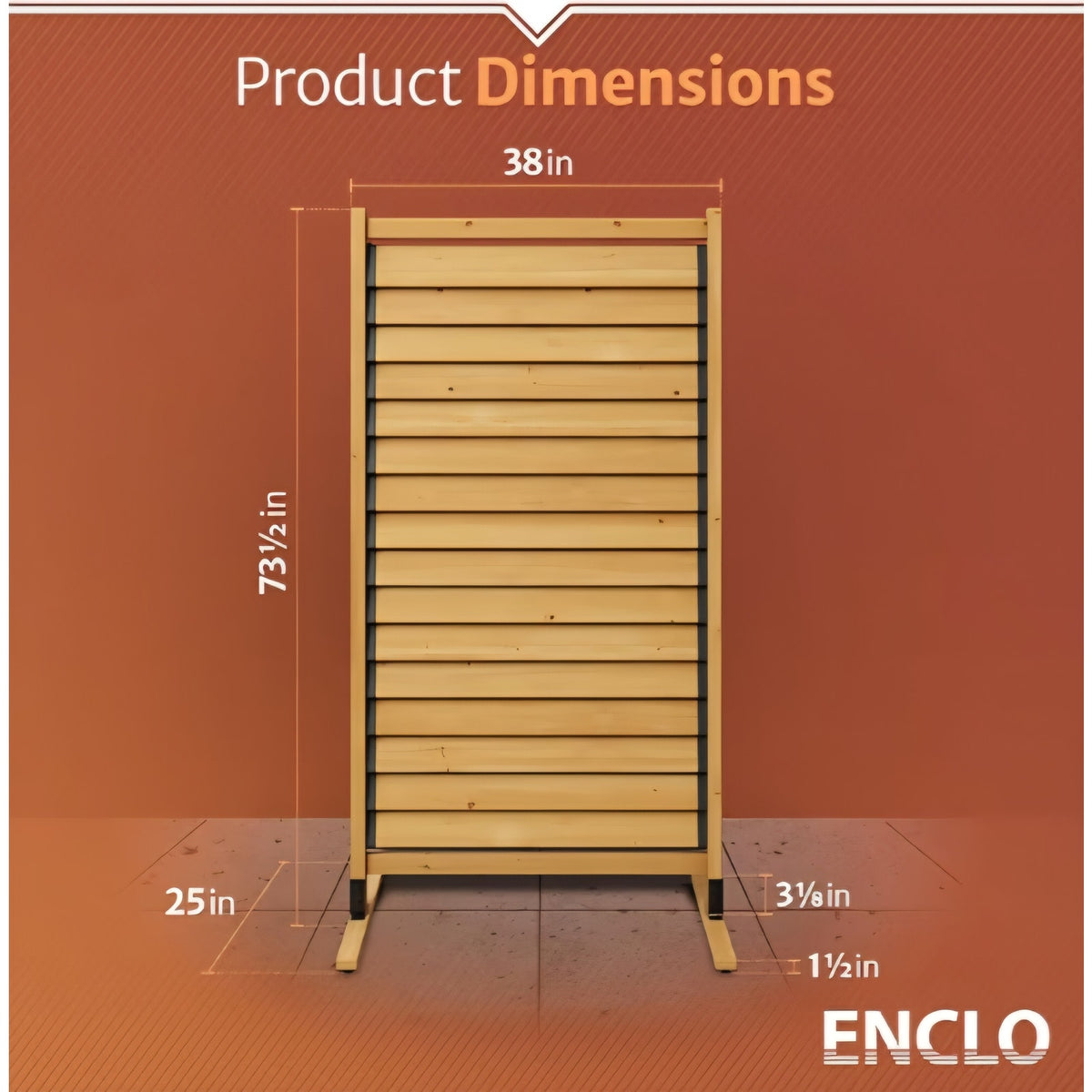 6.1ft H x 3.1ft W (1 Panel) Freestanding or Surface Mount Enclo Solara Louvered Screen
