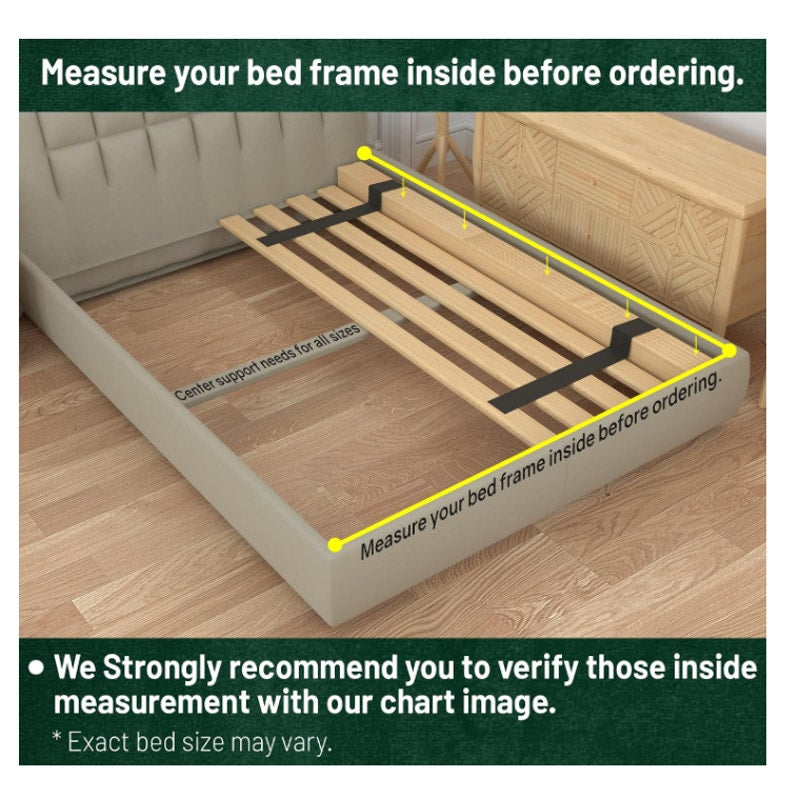 Wooden King Bed Slats for Support Under Mattress with Cover – Replacement Wood Slats for King Size