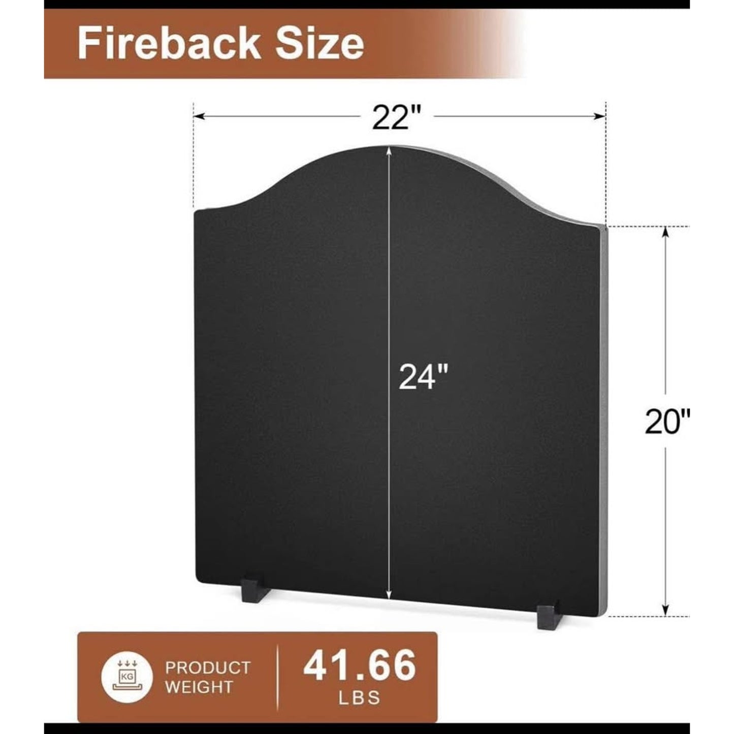 22" Fireback for Fireplace - Iron Fireplace Back Plates with Feet | Fireplace Wall Protection, Black