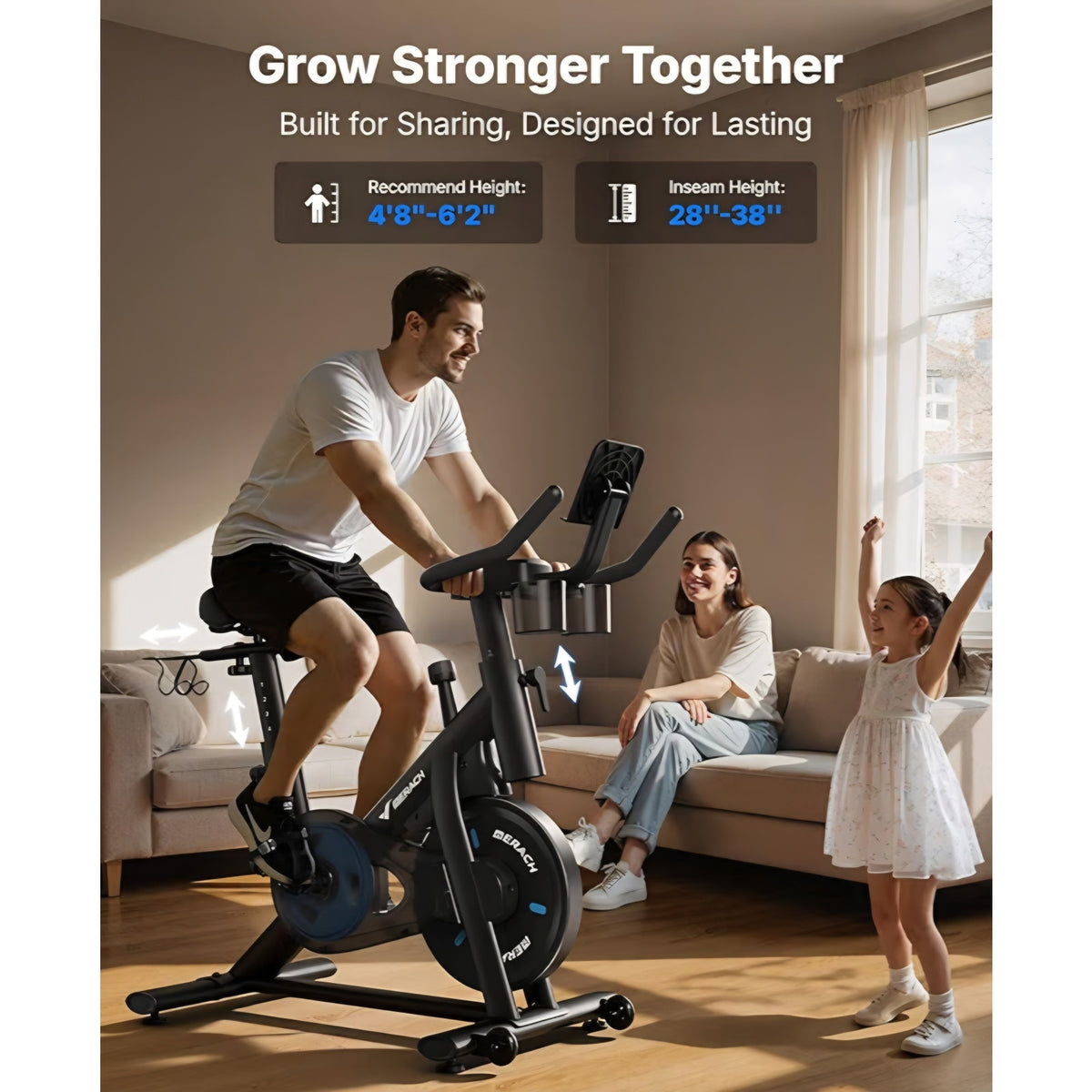 Merach Exercise Bike, Magnetic Friction Stationary Bike with Brake Pad and Exclusive App,