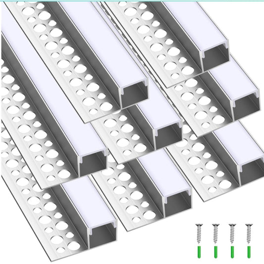 8 Pcs 6.6ft/ 2 Meter Plaster in LED Channel Trimless Single Sided LED Diffuser Channel Recessed