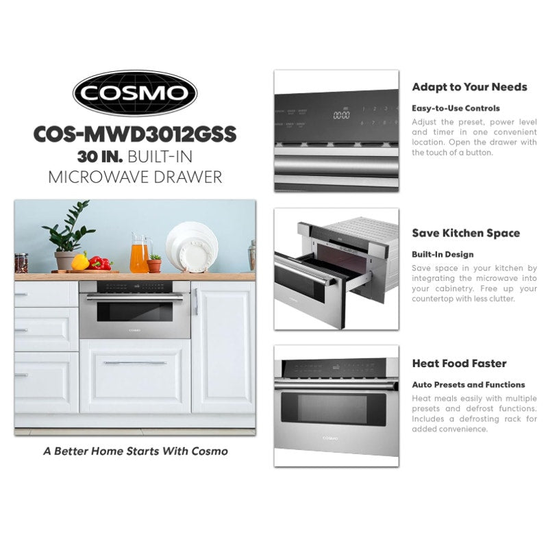 30 in. Haven Coll 1.2 cu. ft. Built-in Microwave Drawer, Stainless Steel
