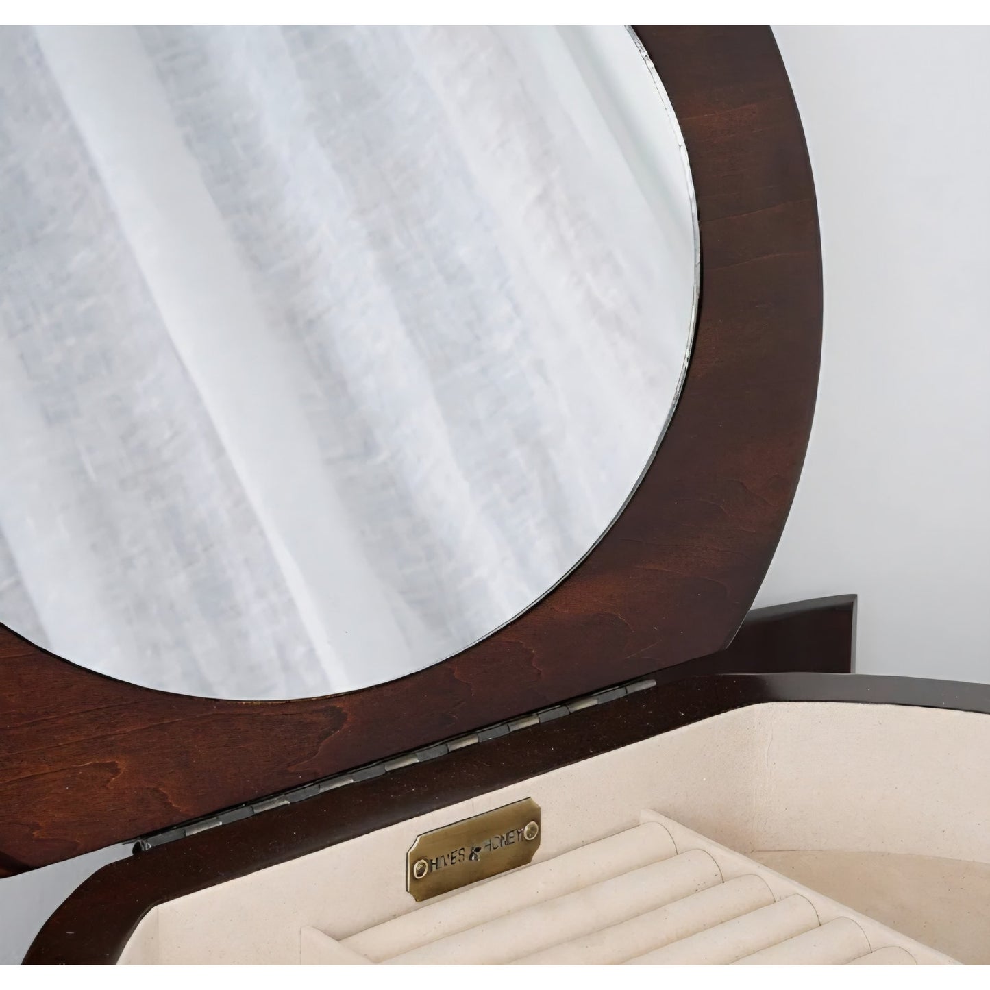 Hives and Honey Bailey Oval Standing Jewelry Armoire Cabinet, Jewelry Storage Organizer with Mirror