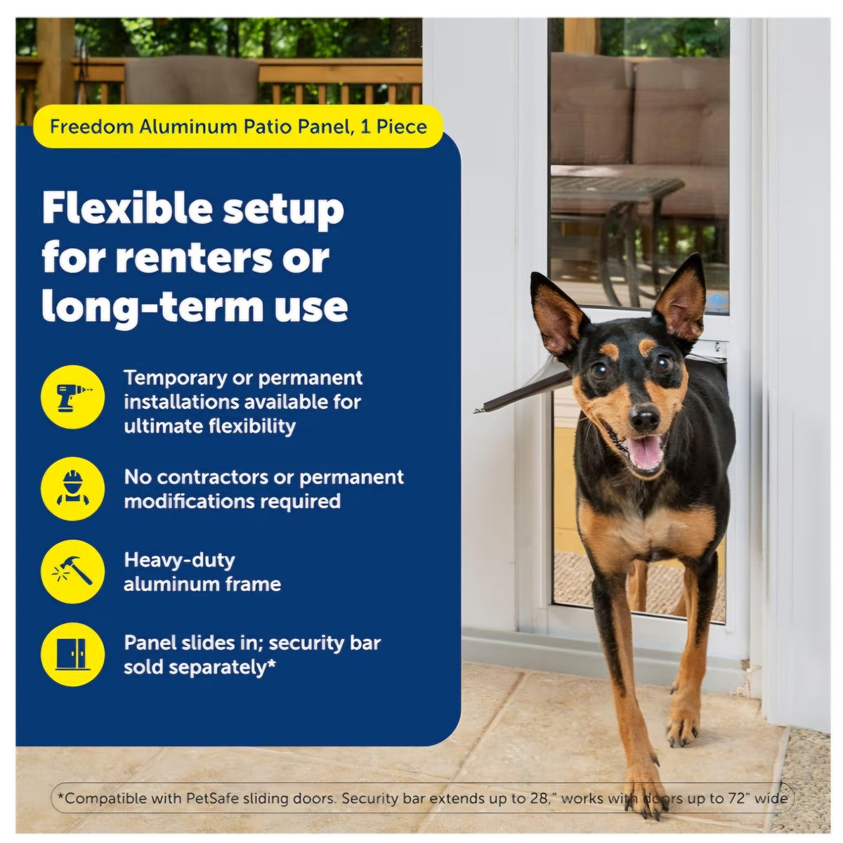PetSafe Sliding Glass Pet Door, 1 Piece, Medium Dogs to 40 lb, White