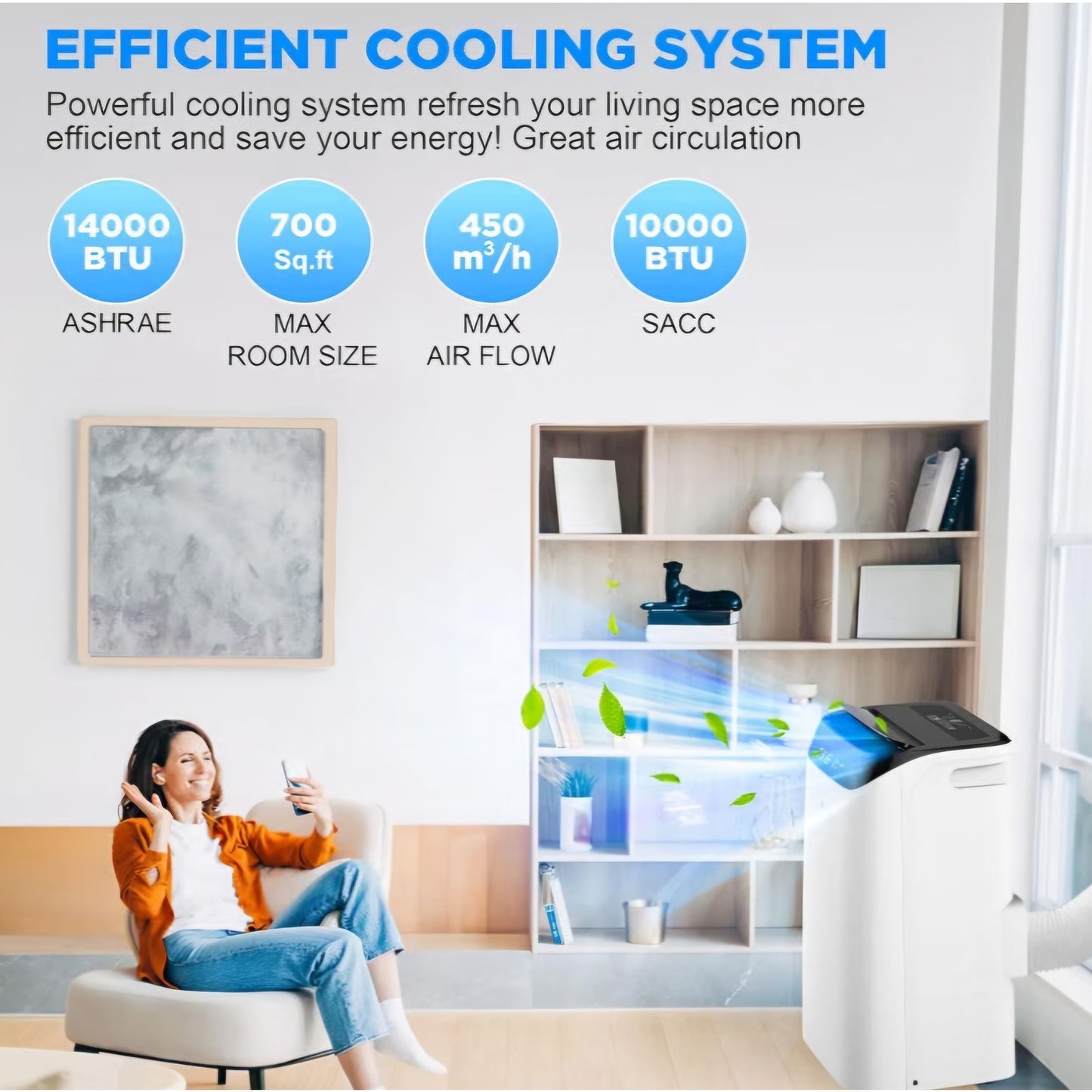 14000 BTU Portable Air Conditioners with Remote Control, 3-in-1 AC Unit with Fan & Dehumidifier