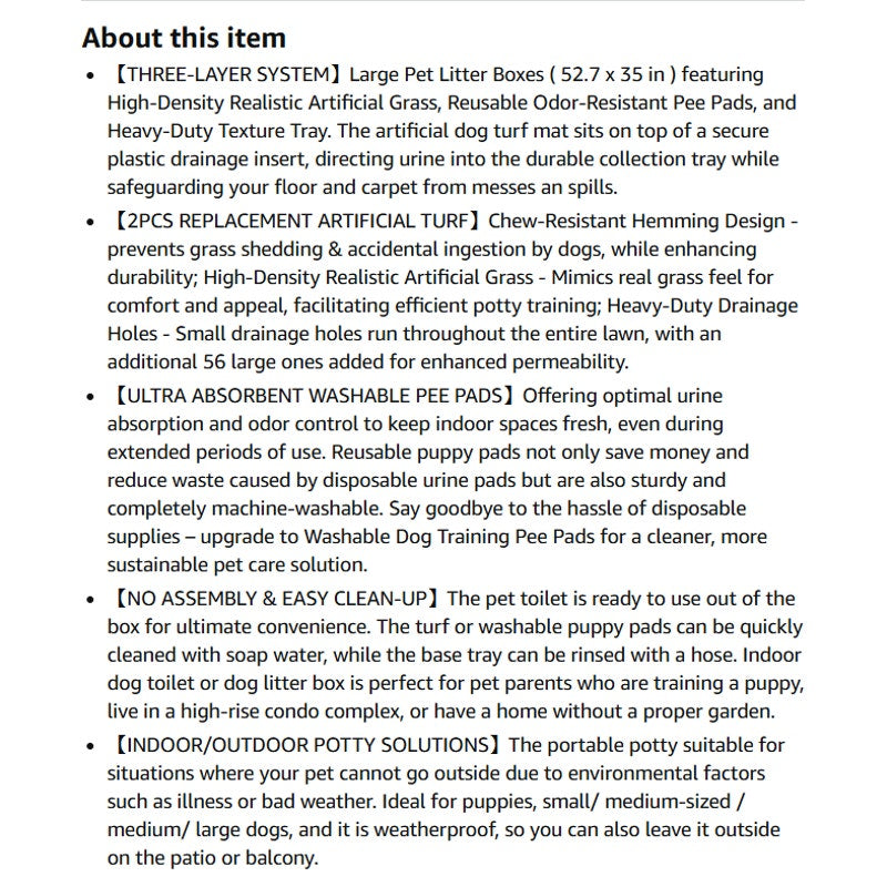 Hompet Dog Grass Pad with Tray Large, 52.7"x35", 2 Reusable Artificial Turf for Dogs Potty,