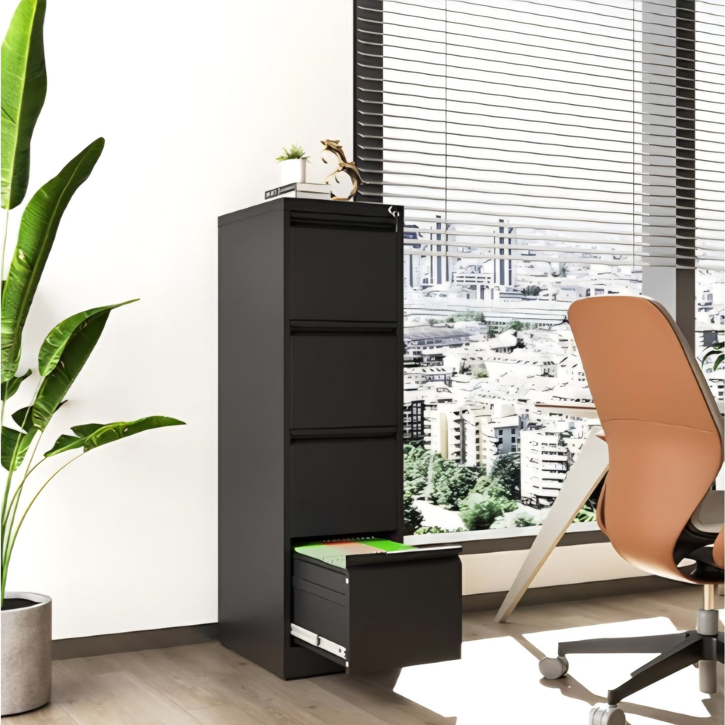 File Cabinet 4 Drawer with Lock, Vertical Filing Cabinets for Home Office, Metal Steel Storage Cabi