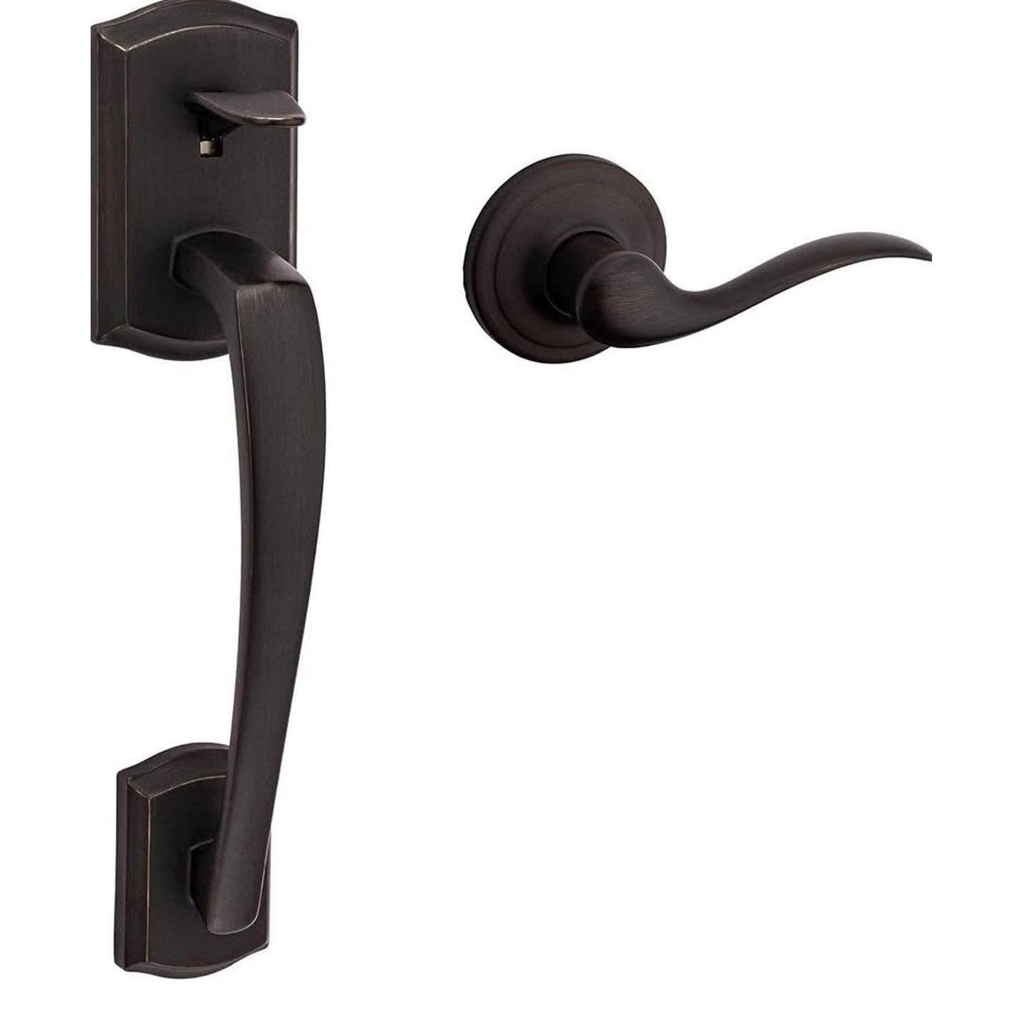 Kwikset Prescott Front Door Handle No Lock, Entry Handleset Exterior with Interior Reversible Handed
