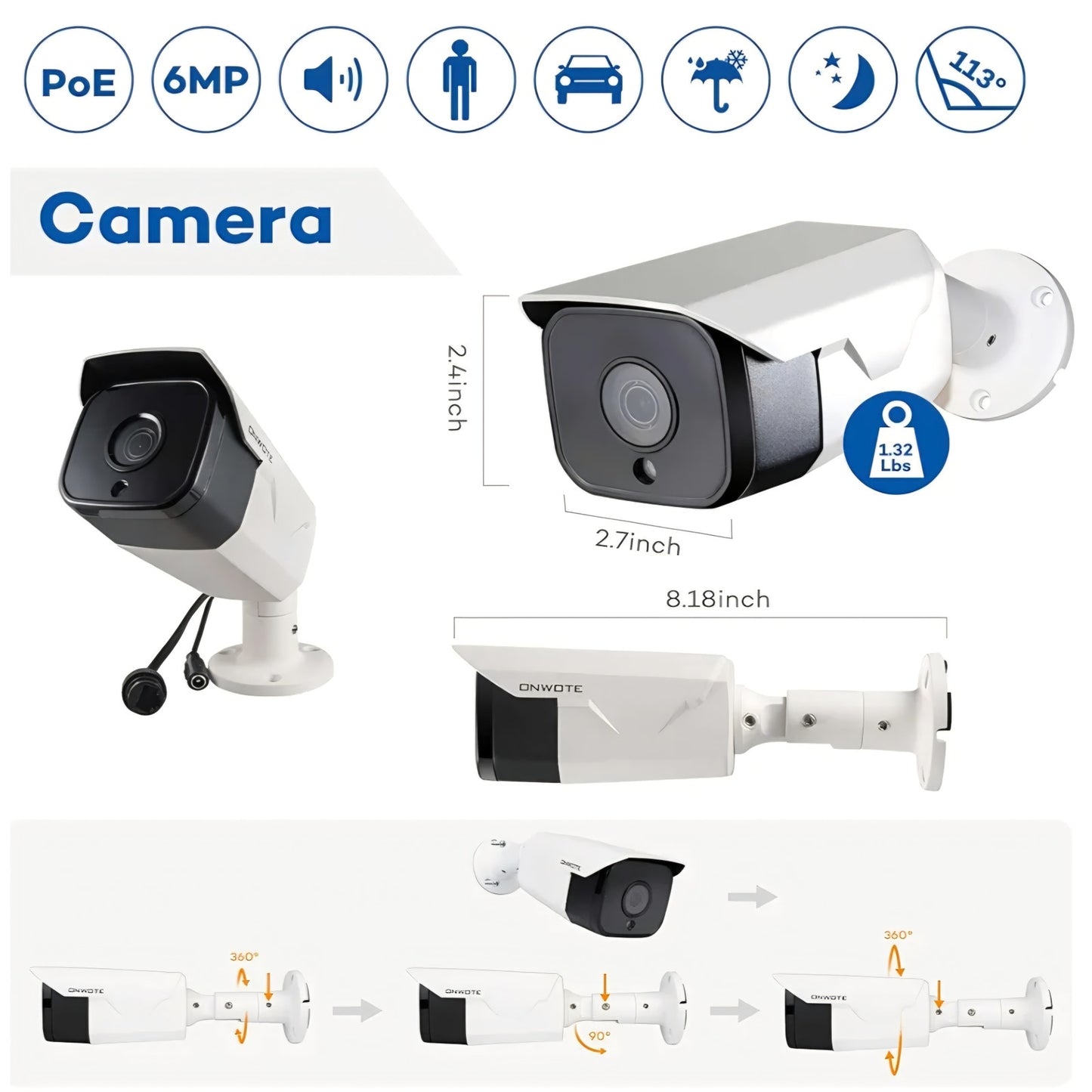 ONWOTE 32 Channel Security Camera System PoE, 12MP 32CH NVR 8TB, 32 Ports Switch, 24x 6MP Outdoor