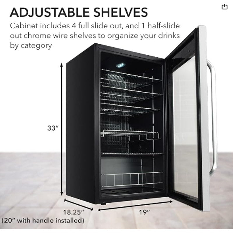 Whynter Beverage Refrigerator Mini Fridge, 136 Can, Glass Door, BR-1211DS Even Fan Forced Cooling