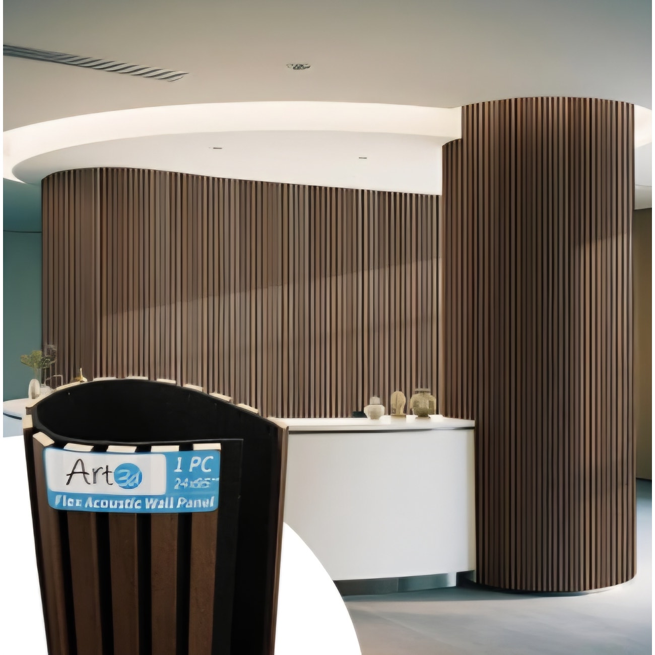 Art3d 1-Pack Acoustic Wood Slat Wall Panel with Roll-Flat Design - 95.3 x 23.8 Inch Sound Absorbing