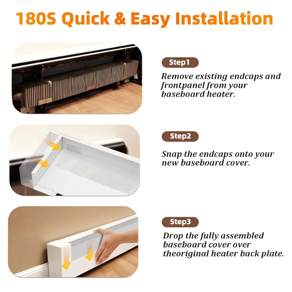 Upgraded 6 FT Baseboard Heater Covers with Left and Right Endcaps