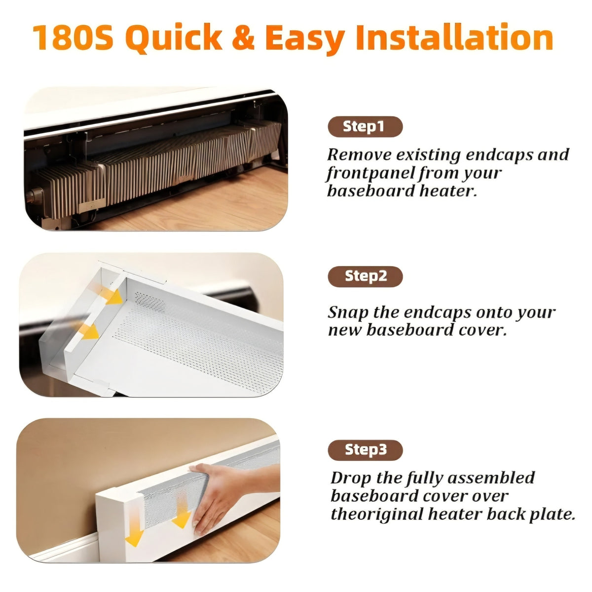 Upgraded 6 FT Baseboard Heater Covers with Left and Right Endcaps