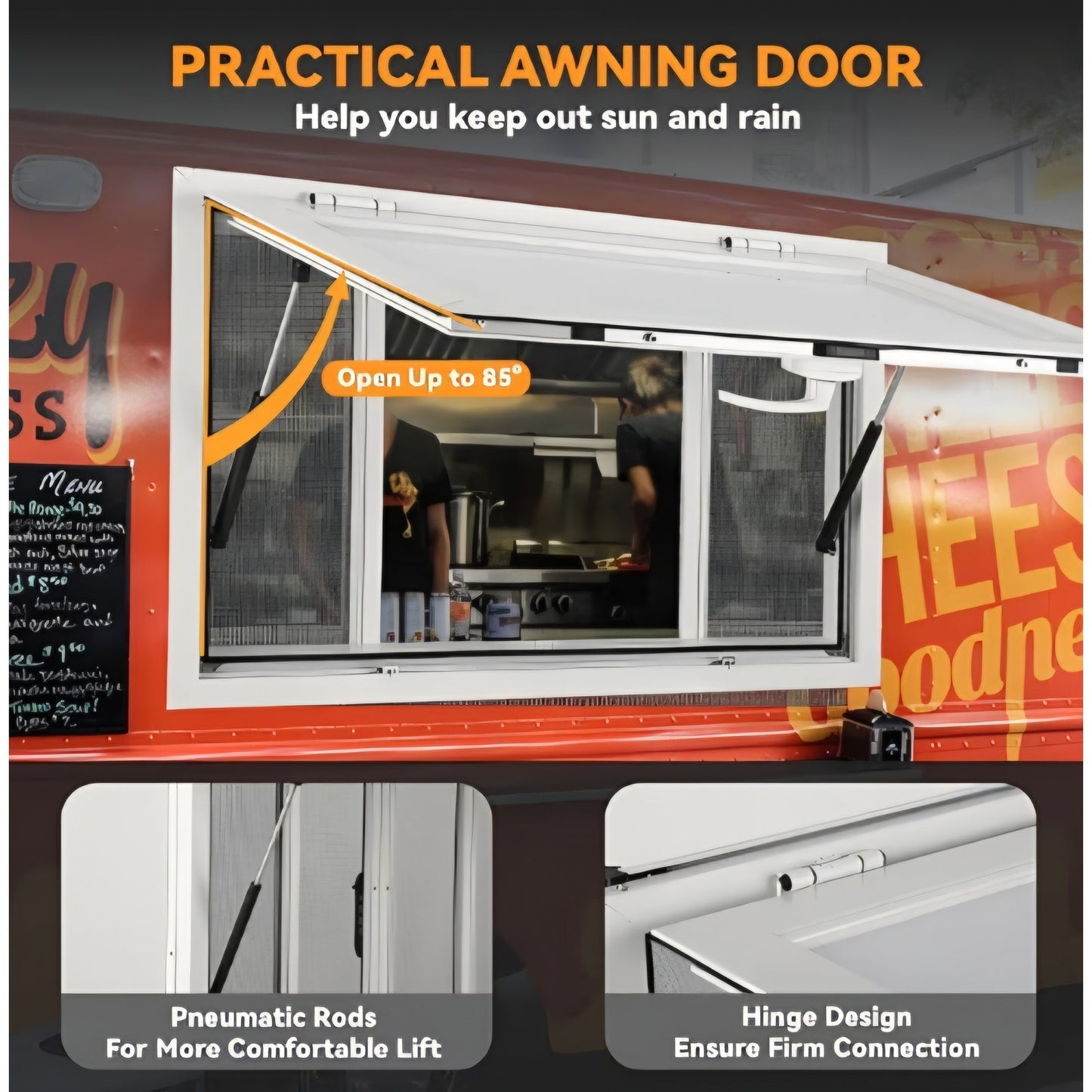 48 x 36 inch Concession Window for Food Truck, Aluminum Alloy Food Truck Service Windows
