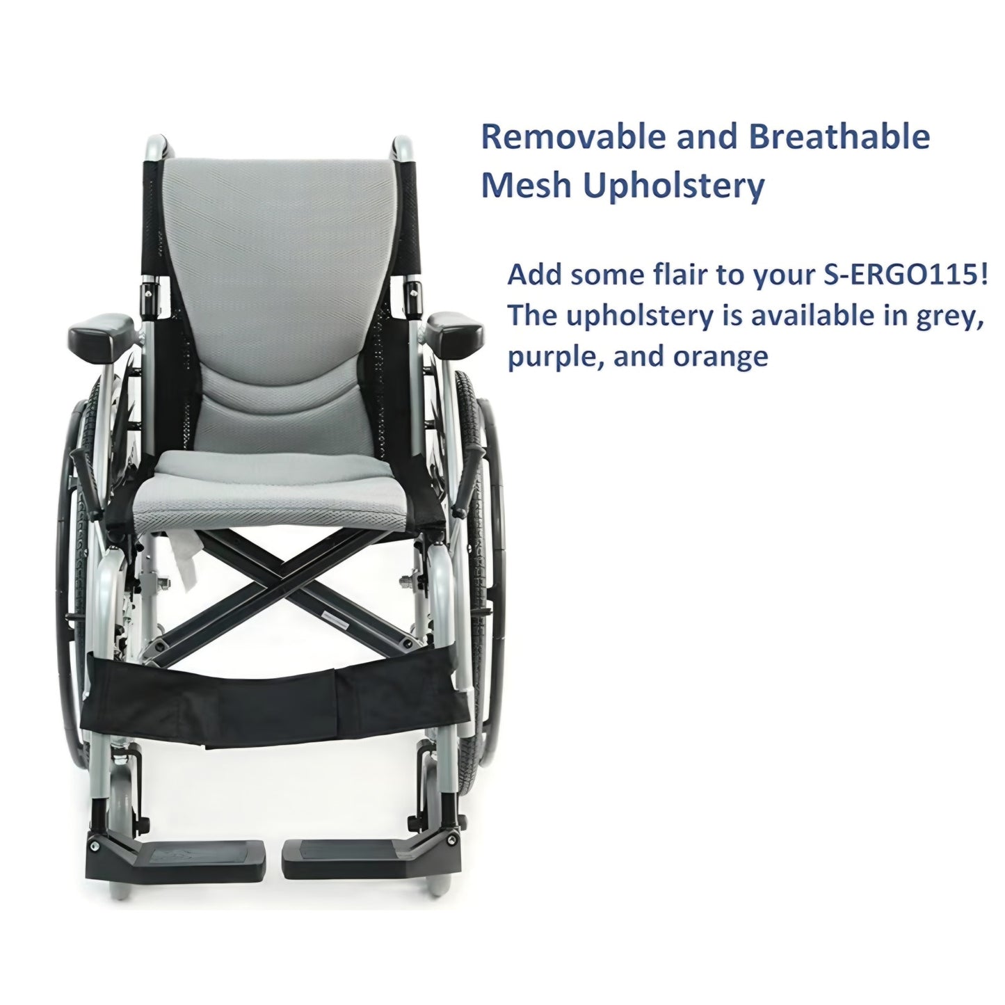 Karman K-115 25 lbs Ultra Light Ergonomic Wheelchair with Removable Footrest Silver Color