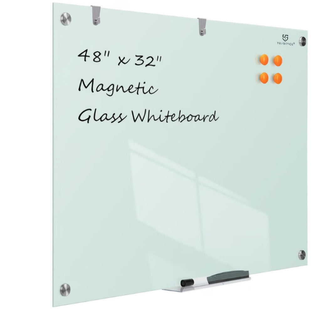 Glass Dry-Erase Board - 48 x 32 Inches Wall Mounted Glass Magnetic Whiteboard