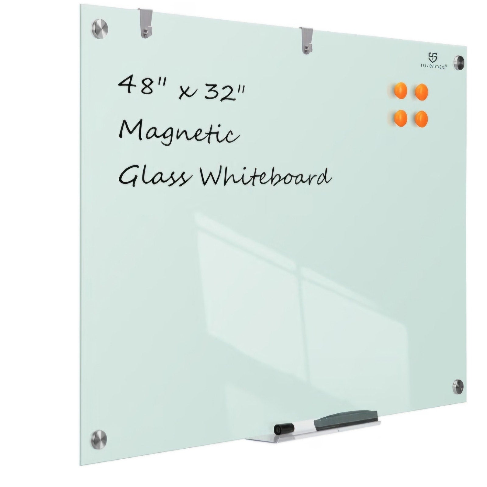 Glass Dry-Erase Board - 48 x 32 Inches Wall Mounted Glass Magnetic Whiteboard