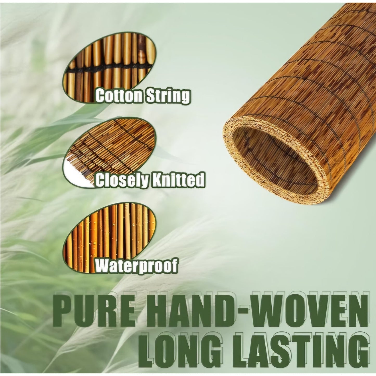 2 Pack Natural Reed Fence,6FT X 16.4FT Bamboo Fencing Privacy Reed Screening for Outdoor