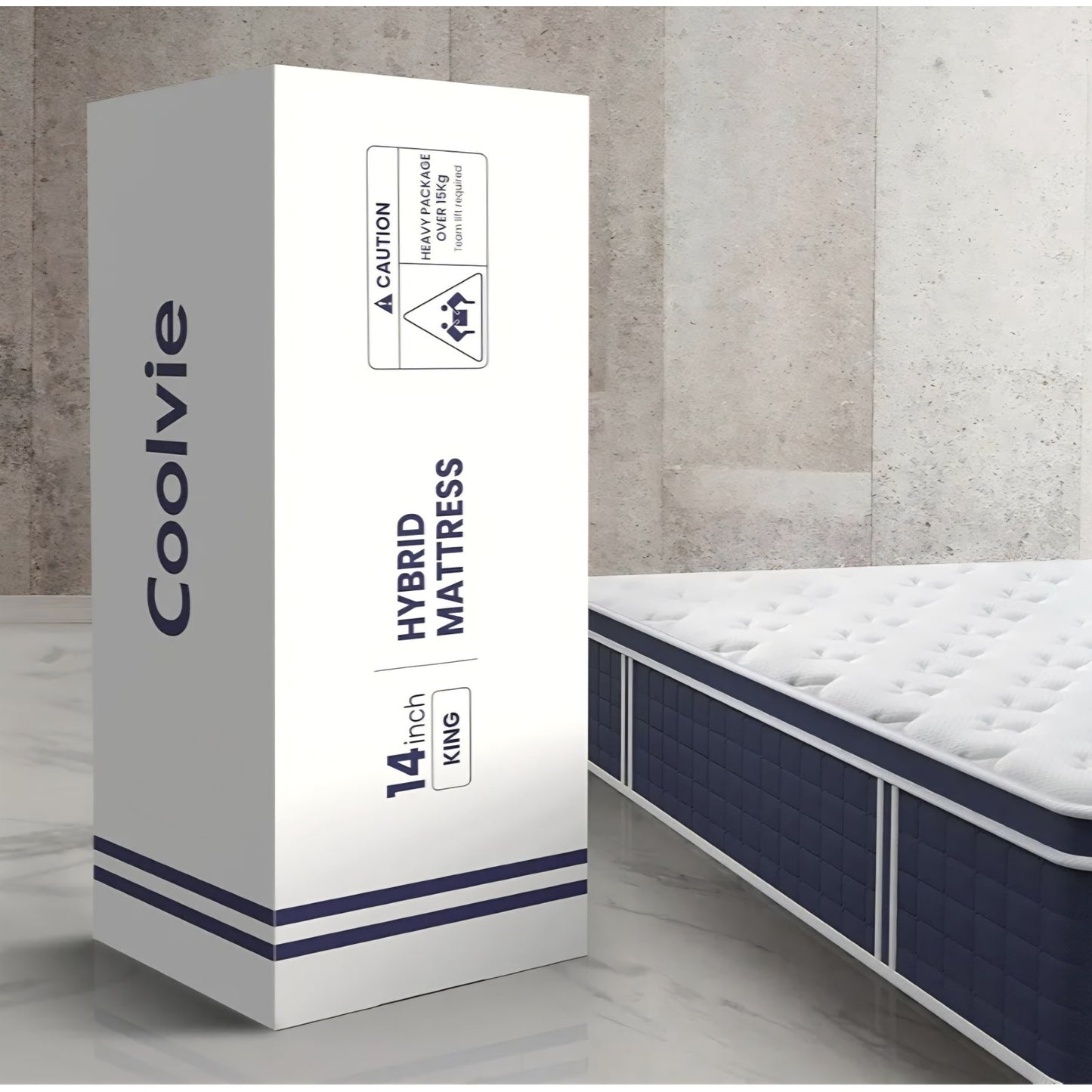 Coolvie 14 Inch King Mattress, Medium Plush Gel Memory Foam Mattress Hybrid, Double Cooling King